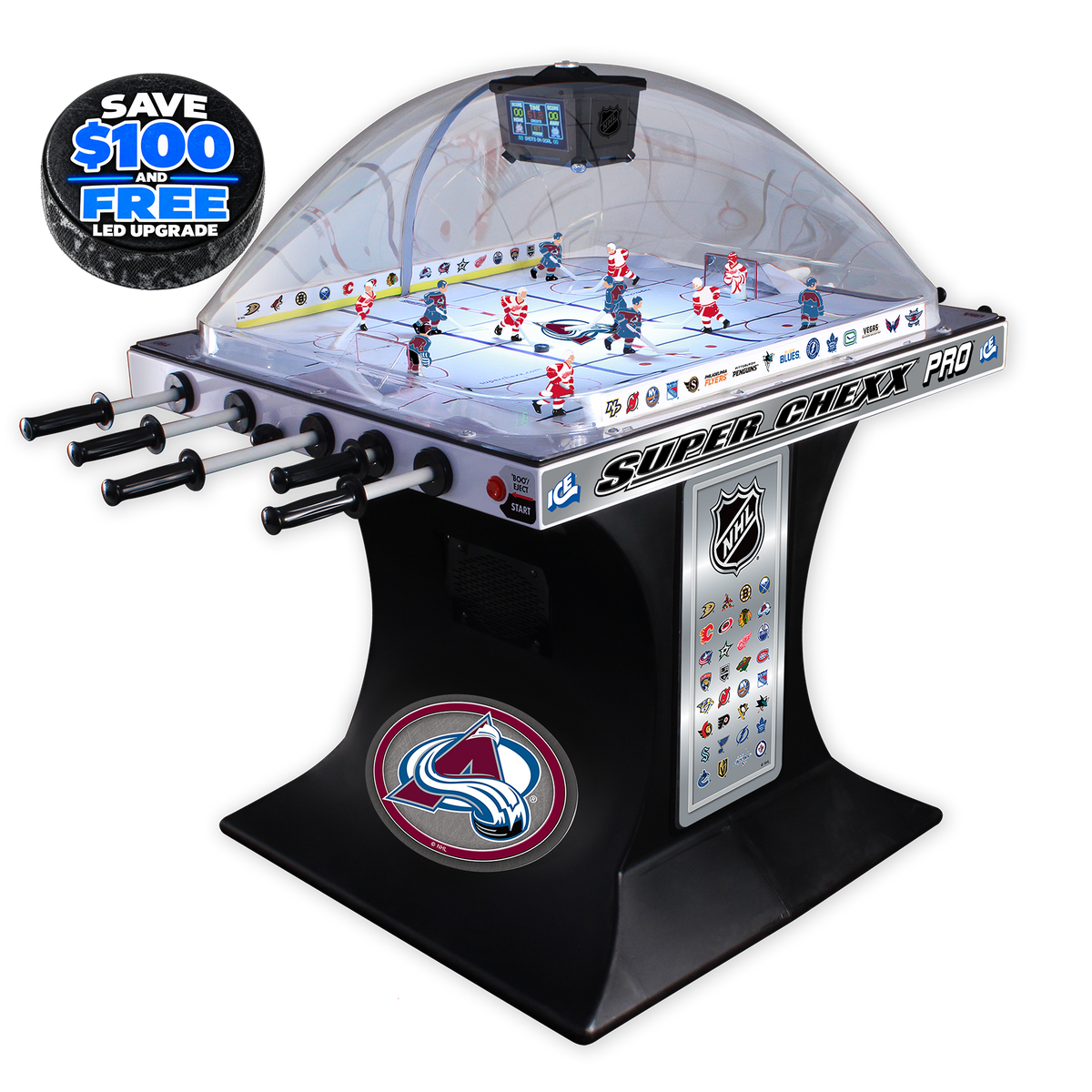 Colorado Avalanche NHL Super Chexx Pro Bubble Hockey Arcade Innovative Concepts in Entertainment