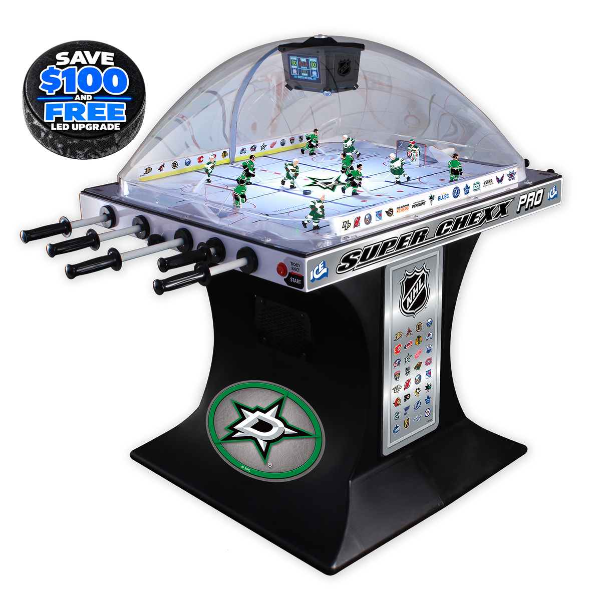 Dallas Stars NHL Super Chexx Pro Bubble Hockey Arcade Innovative Concepts in Entertainment