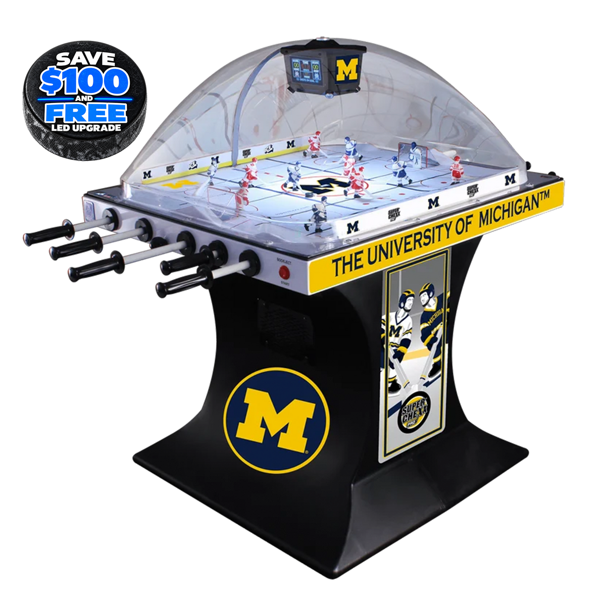 University of Michigan Super Chexx PRO® Bubble Hockey Arcade Innovative Concepts in Entertainment