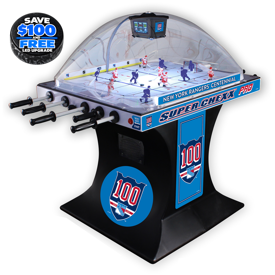 100 Year Anniversary New York Rangers NHL Super Chexx Pro Bubble Hockey Arcade Innovative Concepts in Entertainment