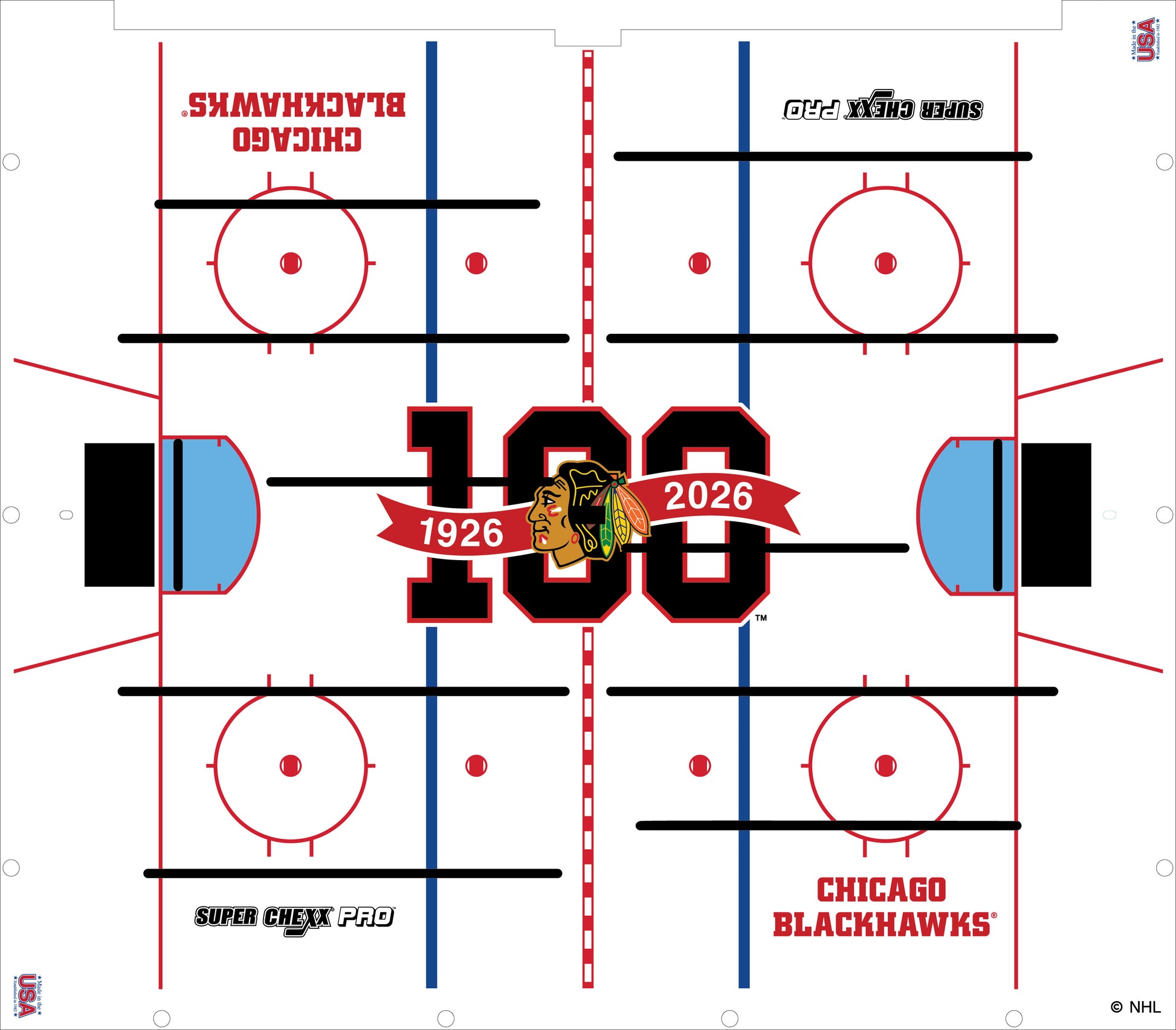 100-year Anniversary Chicago Blackhawks NHL Super Chexx Pro Bubble Hockey Arcade Innovative Concepts in Entertainment