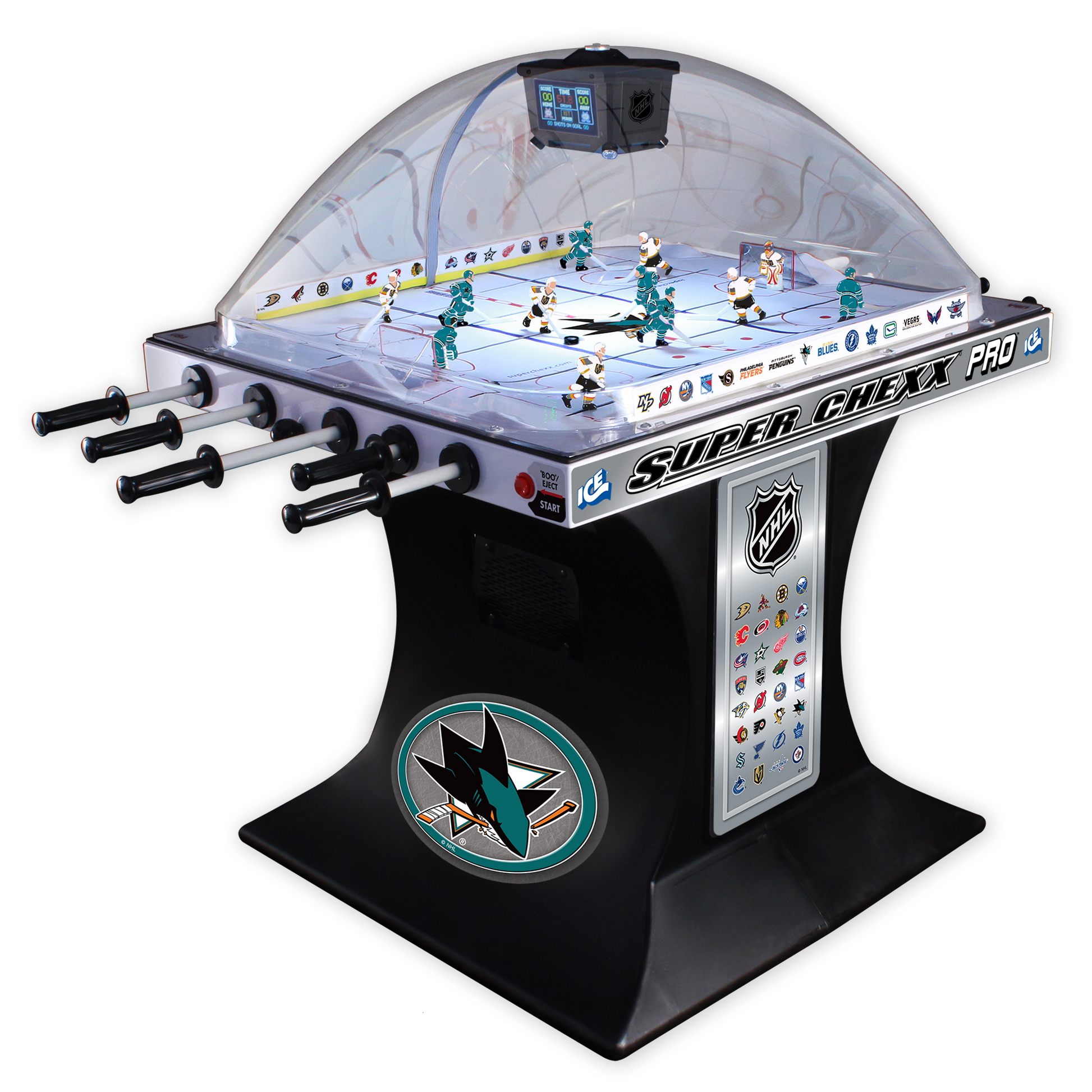 San Jose Sharks NHL Super Chexx Pro Bubble Hockey Arcade Innovative Concepts in Entertainment   