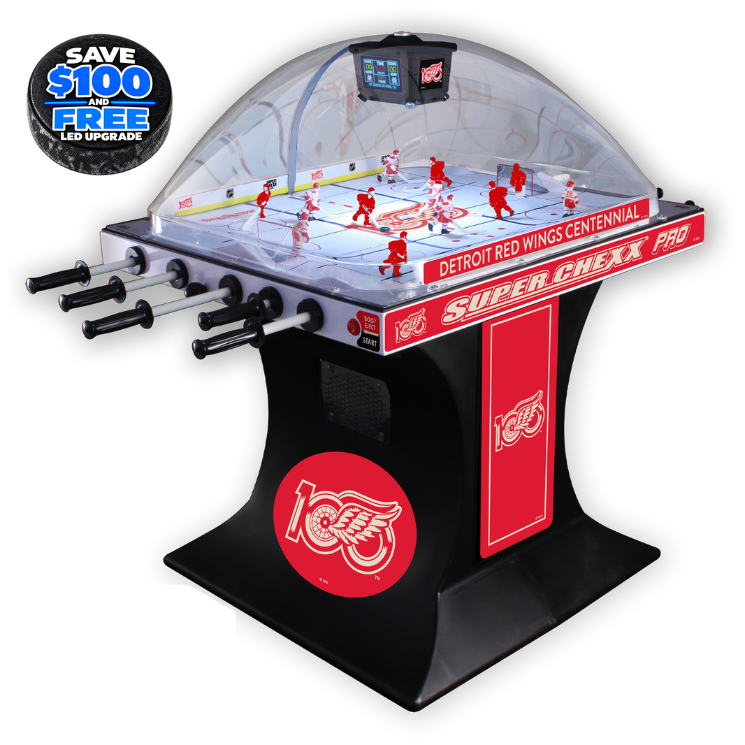 100-year anniversary NHL Detroit Red Wings Super Chexx Pro Bubble Hockey Arcade Innovative Concepts in Entertainment